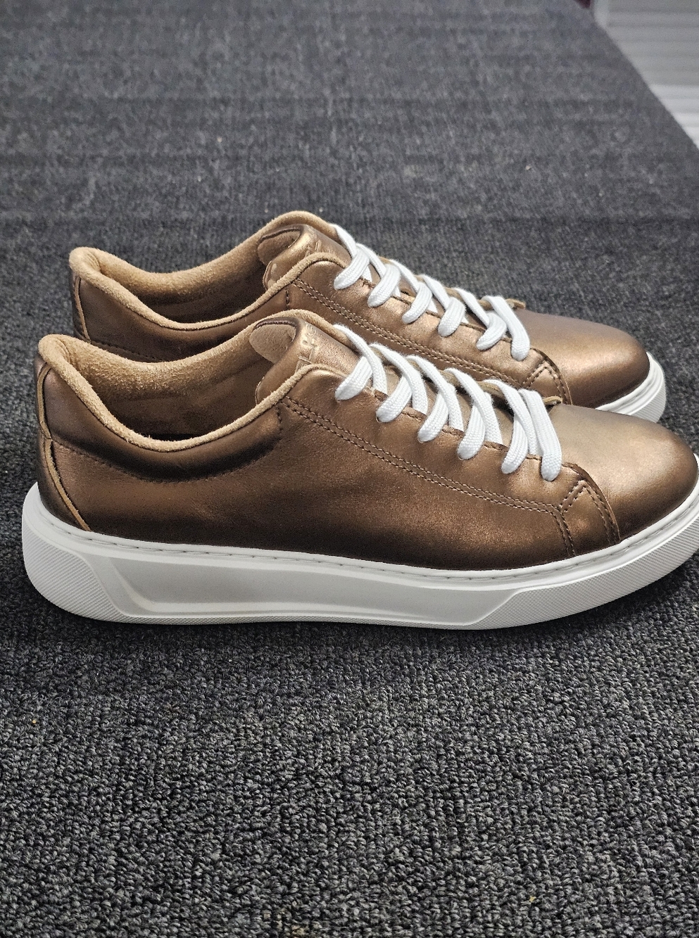 BLKSWN Women's Metallic Bronze Leather Low-Top Casual Sneakers Size 10